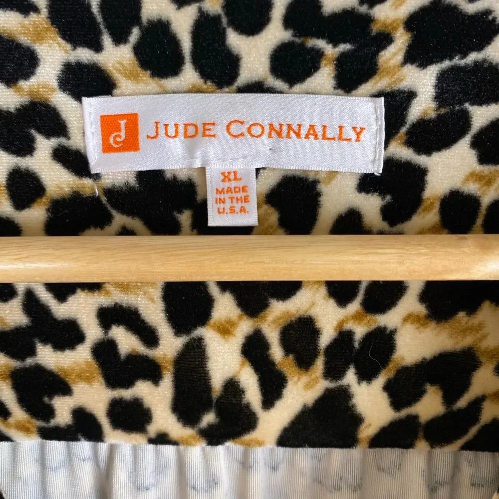 Jude Connally Kerry Animal Velvet Shift Dress Beige Black Size XL - Picture 9 of 11